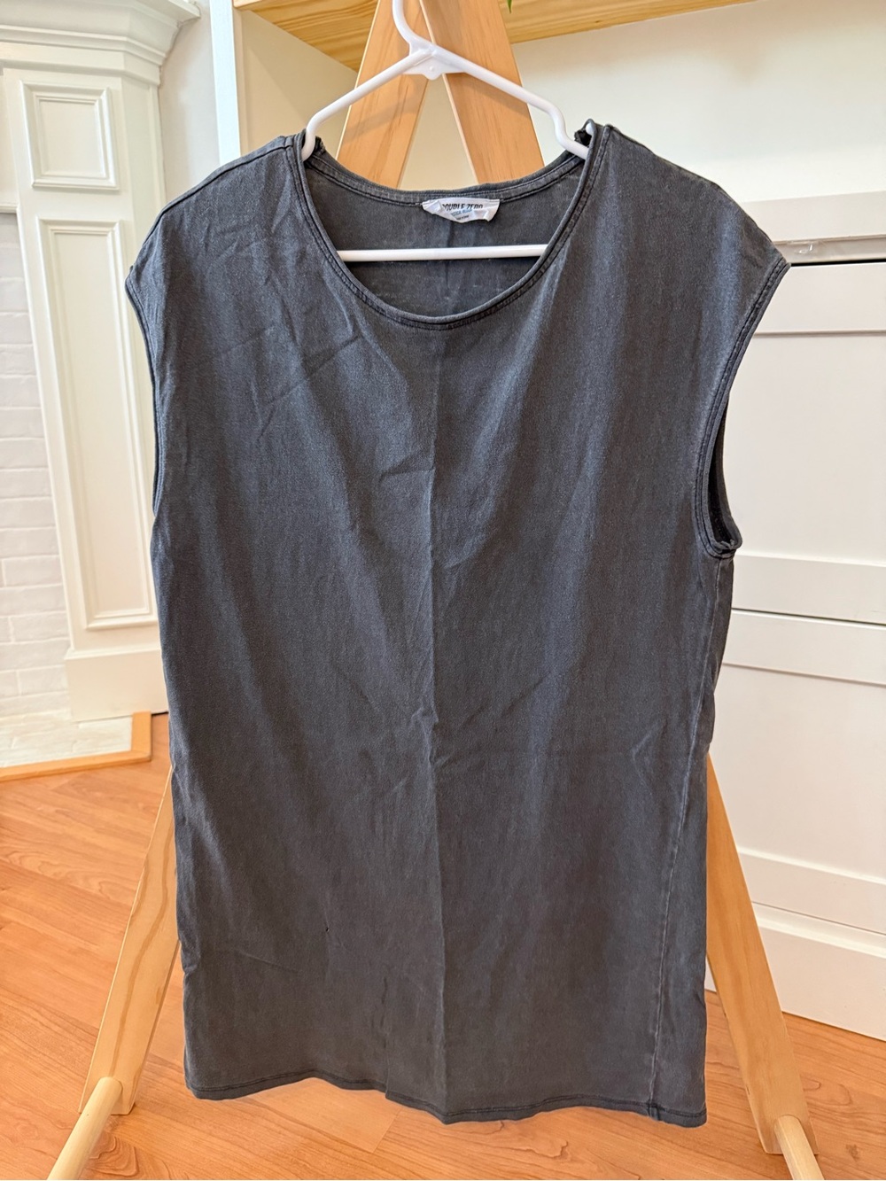 Washed Black Sleeveless Crewneck Dress
